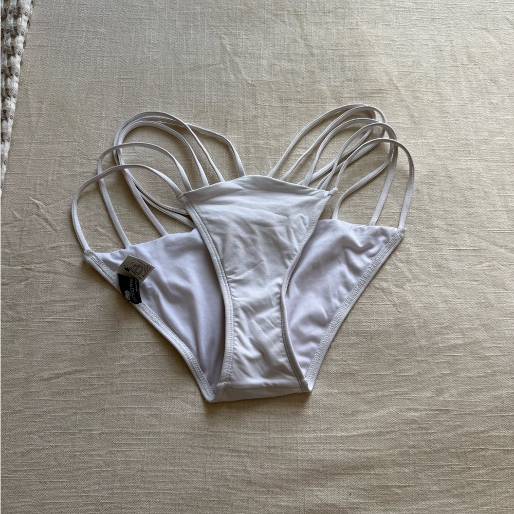 White Strappy Bikini Bottom